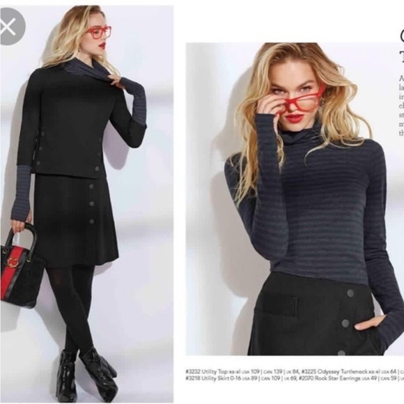 Cabi Odyssey gray navy stripe turtleneck knit tunic top size Extra Large XL 3225 - Picture 16 of 16